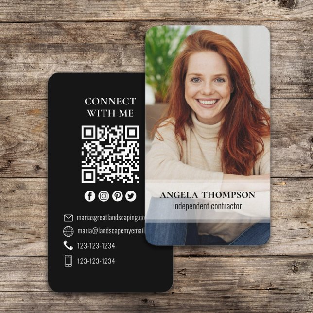 Tarjeta De Visita Conectarse conmigo | Código QR Sencilla fotografía (Subido por el creador)