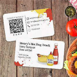 Tarjeta De Visita Conectarse conmigo | Código QR Simple Hotdog Moder
