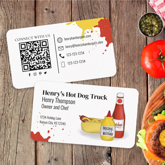 Tarjeta De Visita Conectarse conmigo | Código QR Simple Hotdog Moder (Subido por el creador)