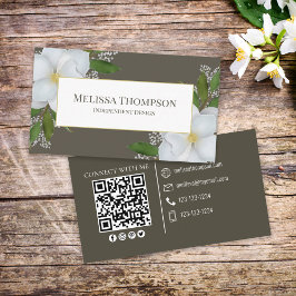 Tarjeta De Visita Conectarse conmigo | Foliage floral de código QR M