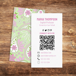 Tarjeta De Visita Conectarse conmigo   Social Media QR Code Paisley