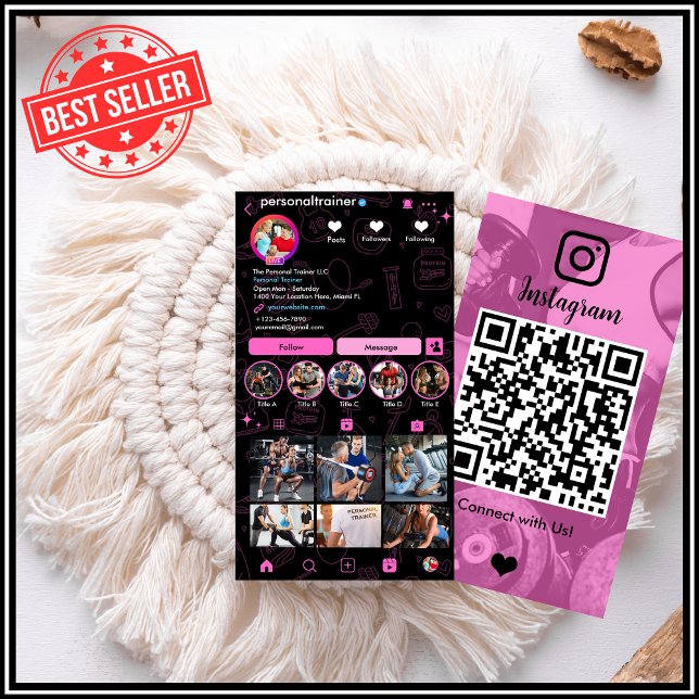 Tarjeta De Visita Conéctate con el entrenador personal de fitness de (Subido por el creador)