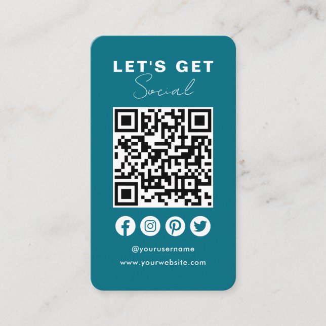 Tarjeta De Visita Conéctate Con Los Medios Sociales QR Code Classic  (Anverso)
