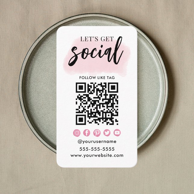 Tarjeta De Visita Conéctate Con Los Medios Sociales QR Código Rosa B (Subido por el creador)