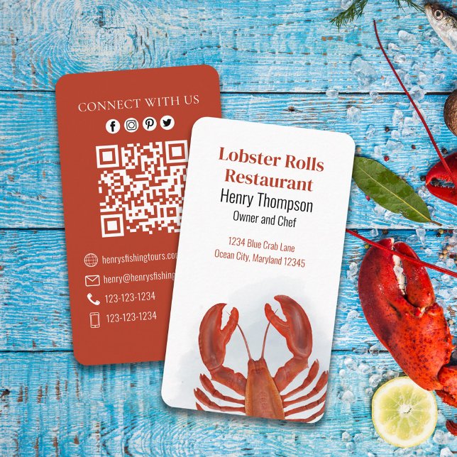 Tarjeta De Visita Conéctate Con Nosotros | Código QR Lobster Mar Cos (Subido por el creador)