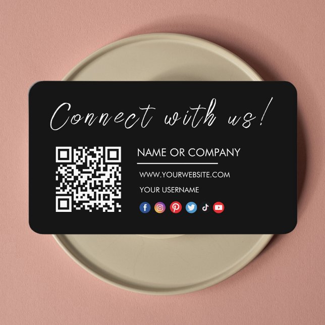 Tarjeta De Visita Conéctate con nosotros Logo Qr Code Social Media B (Subido por el creador)