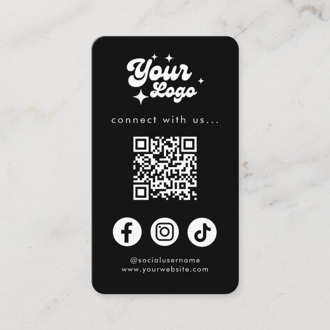 Tarjeta De Visita Conéctate con nosotros Social Media QR Code Black (Anverso)