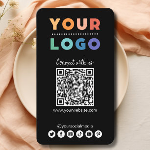 Tarjeta De Visita Conéctate con nosotros Social Media QR Code Black