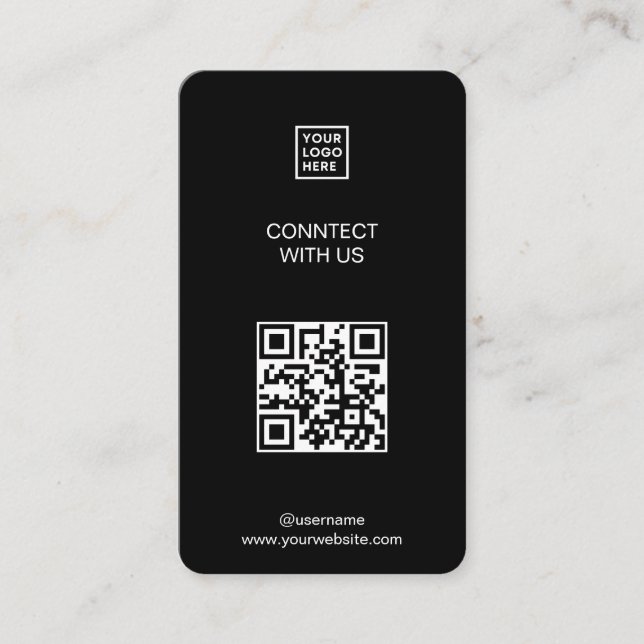 Tarjeta De Visita Conéctate con nosotros Social Media QR Code Black (Anverso)