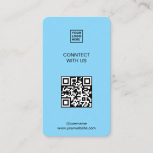 Tarjeta De Visita Conéctate con nosotros Social Media QR Code Blue