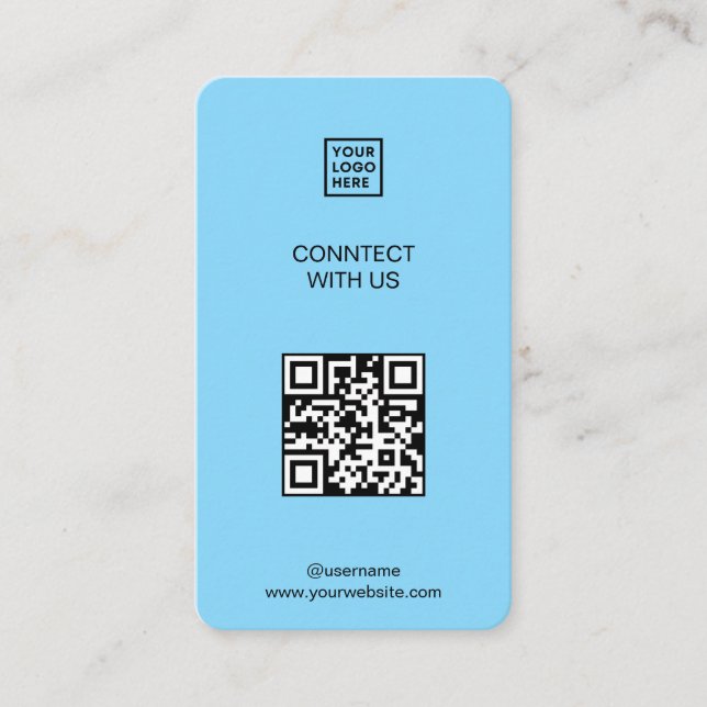 Tarjeta De Visita Conéctate con nosotros Social Media QR Code Blue (Anverso)
