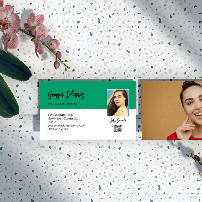 Tarjeta De Visita Conectemos la foto de código QR verde de Jade (Subido por el creador)
