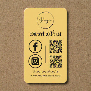 Tarjeta De Visita Conéctese Con Nosotros Código QR Amarillo