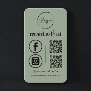 Tarjeta De Visita Conéctese con nosotros Código QR Verde Sage