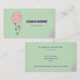 Tarjeta De Visita Conejito aguantando un globo