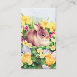 Tarjeta De Visita conejito retro vintage de Pascua con saludo