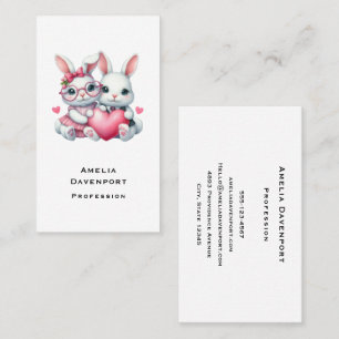 Tarjeta De Visita Conejitos lindos compartiendo un corazón