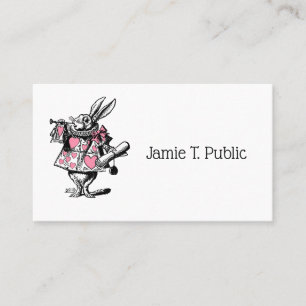 Tarjeta De Visita Conejo Blanco Trompetista Alice Adv Wonderland Ros