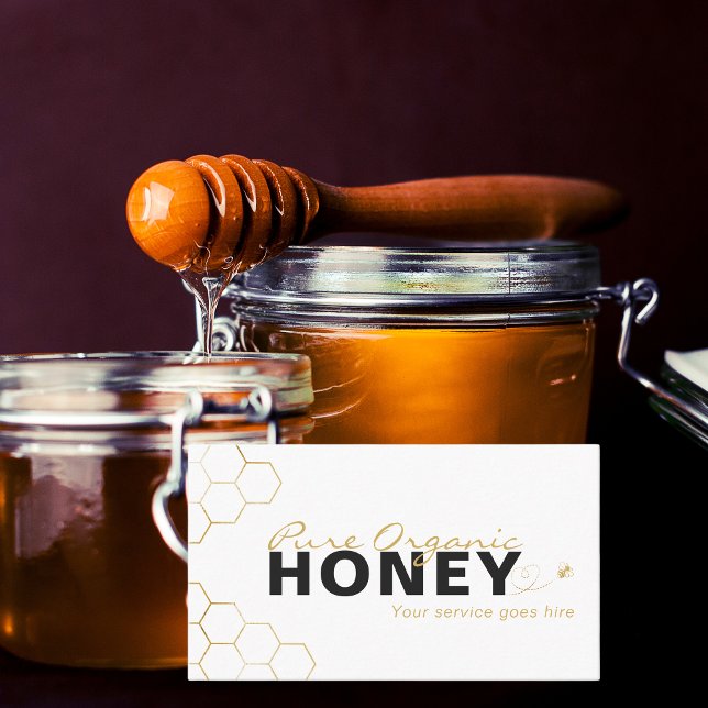Tarjeta De Visita Conejo de oro de abejas de miel moderno (Modern Honey Bees Gold Honeycomb Business Card)