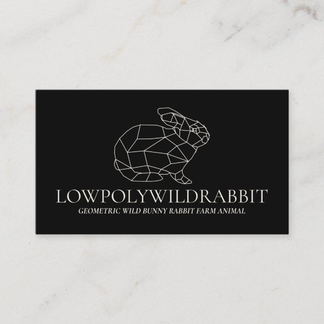 Tarjeta De Visita Conejo negro lowpoly animal (Anverso)