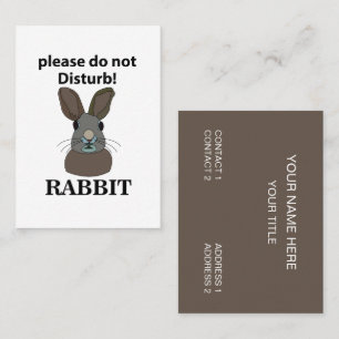 Tarjeta De Visita Conejo Por favor no molestar Conejo divertido