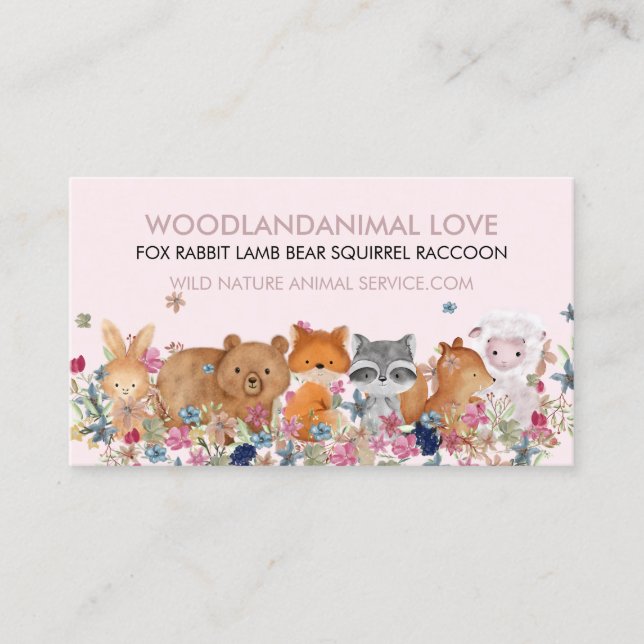 Tarjeta De Visita Conejo ZORRO ROSA OSO CORDERO ARDILLA veterinaria (Anverso)