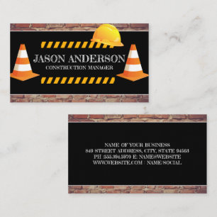 Tarjeta De Visita Cones de construcción Hardhat Brickwall