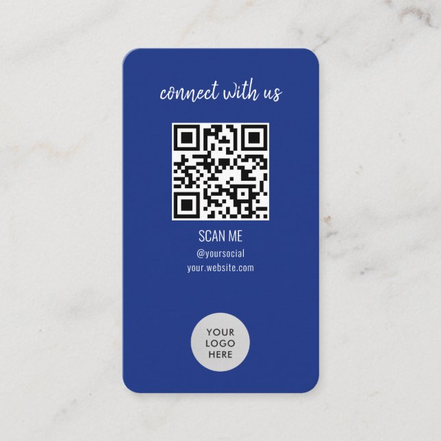 Tarjeta De Visita Conexión Azul Con El Código QR Estadounidense (Anverso)