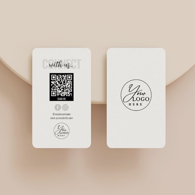 Tarjeta De Visita Conexión blanca con el código QR de los medios soc (Subido por el creador)