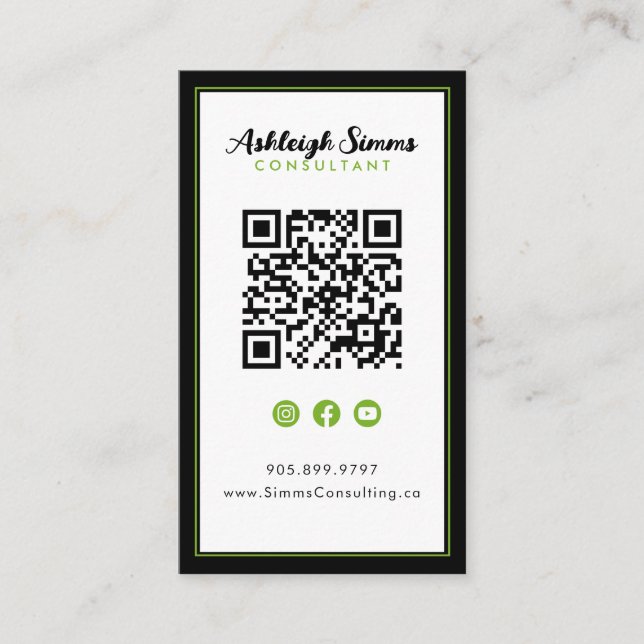 Tarjeta De Visita Conexión fronteriza espesa en medios sociales QR v (Anverso)