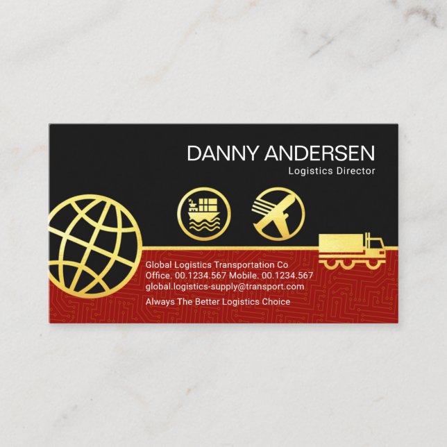Tarjeta De Visita Conexión Logística Global WWW de Land Sea Air (Anverso)