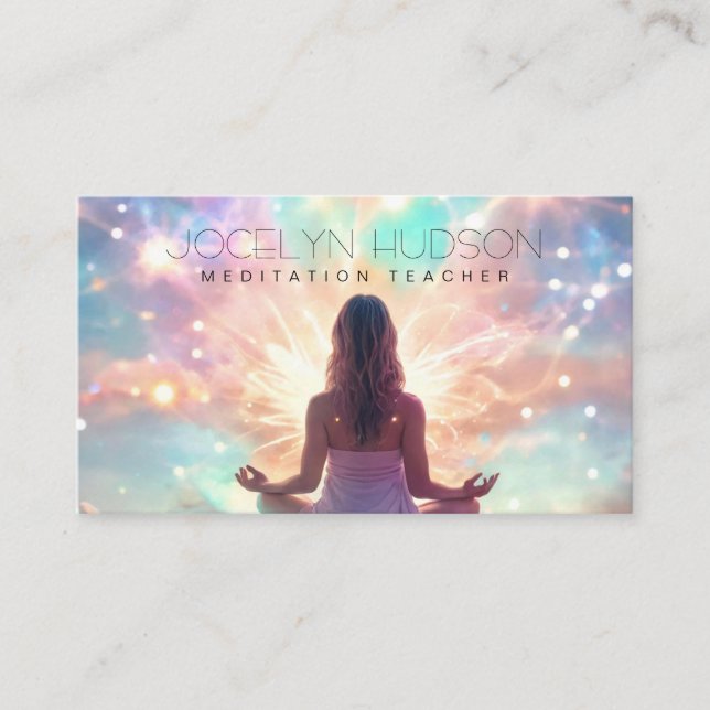 Tarjeta De Visita Conexión meditativa de universo brillante pastel (Anverso)