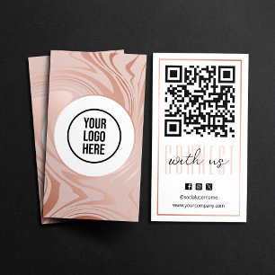 Tarjeta De Visita Conexión Moderna Con El Rosa De Código QR De Los E