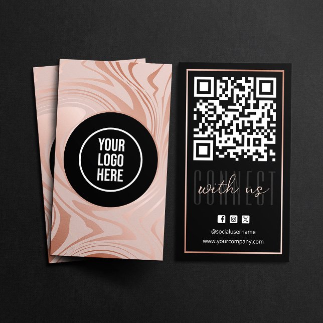 Tarjeta De Visita Conexión Moderna Con El Rosa De Código QR De Los E (Subido por el creador)