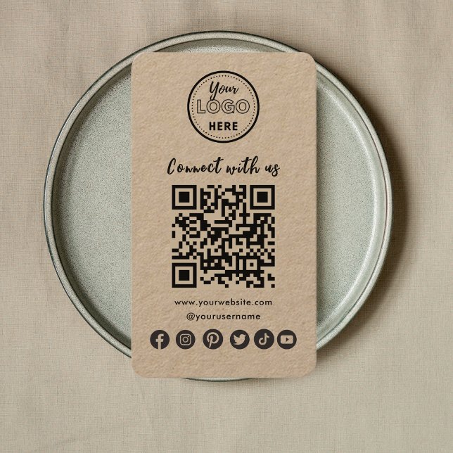 Tarjeta De Visita Conexión Rústica Con El Código QR De Medios Social (Subido por el creador)