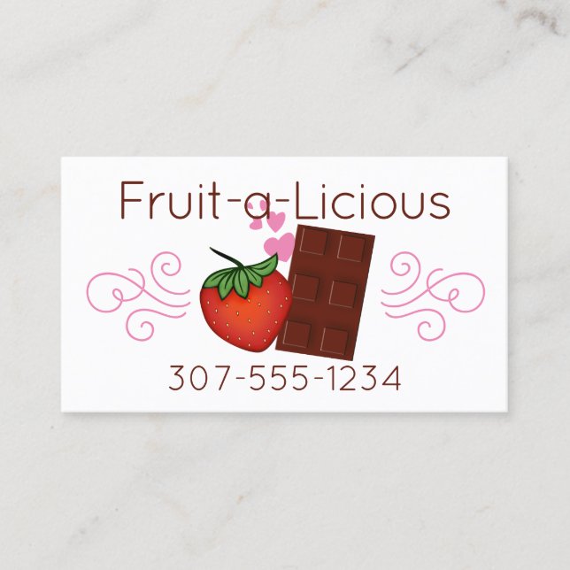 Tarjeta De Visita Confecciones de fresa cubiertas de chocolate (Anverso)
