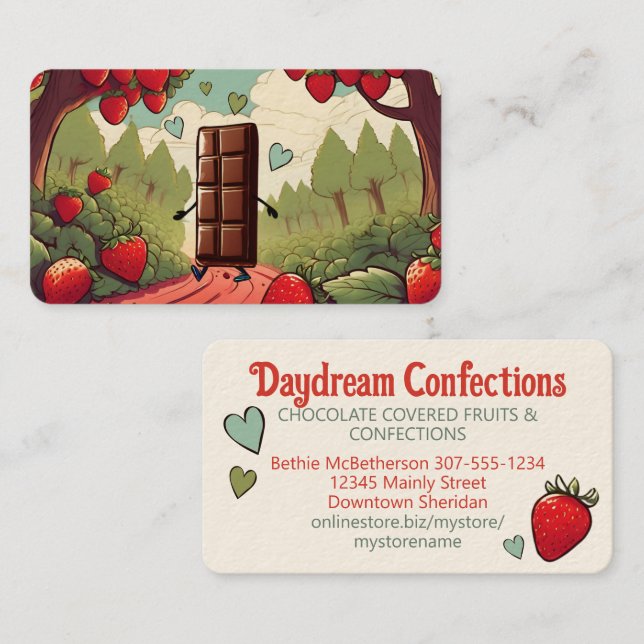 Tarjeta De Visita confecciones de fresa de fresa de chocolate (Anverso / Reverso)