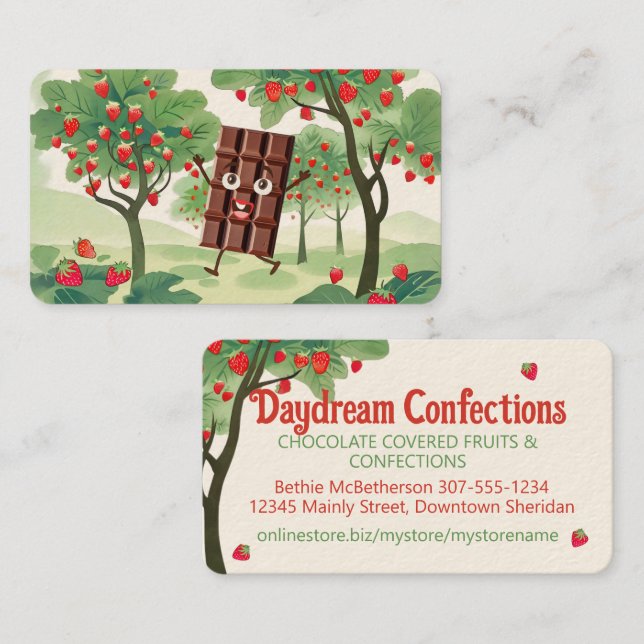 Tarjeta De Visita confecciones de fresa de fresa de chocolate (Anverso / Reverso)