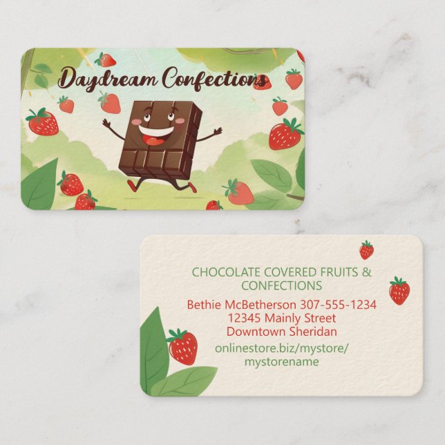 Tarjeta De Visita confecciones de fresa de fresa de chocolate (Anverso / Reverso)