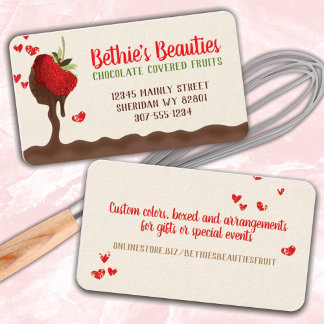 Tarjeta De Visita confecciones de fresa de merluza de chocolate recu