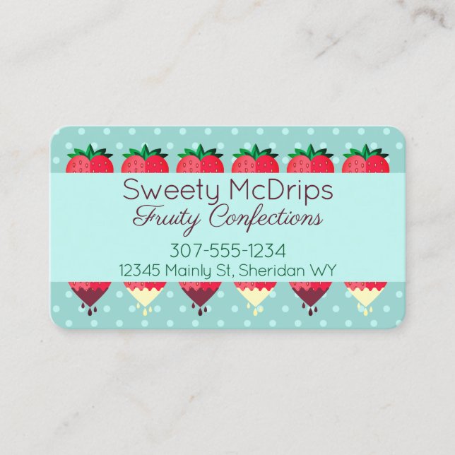 Tarjeta De Visita Confecciones de frutas de fresa cubiertas de choco (Anverso)