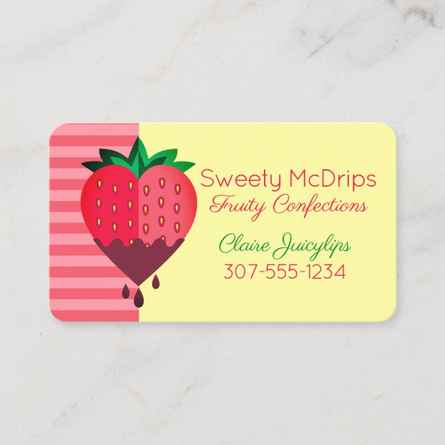 Tarjeta De Visita Confecciones de frutas de fresa cubiertas de choco (Anverso)