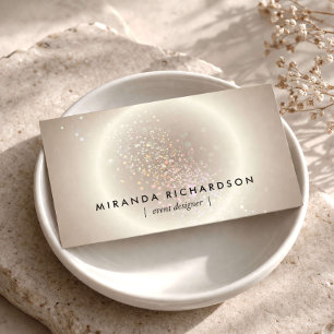 Tarjeta De Visita Confeti Celestial Resplandor Dorado