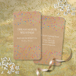 Tarjeta De Visita Confeti de boda rústico Kraft Boho elegante