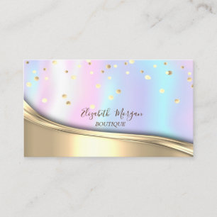 Tarjeta De Visita Confeti de Oro Elegante,Holográfico