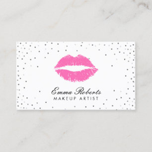 Tarjeta De Visita Confeti de plata de los labios de las rosas