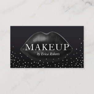 Tarjeta De Visita Confeti de plata de los labios negros modernos del