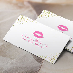 Tarjeta De Visita Confeti del oro de los labios del rosa del salón