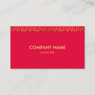 Tarjeta De Visita Confeti dorado elegante sobre fucsia