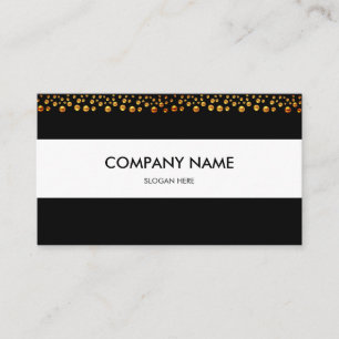 Tarjeta De Visita Confeti dorado elegante sobre negro y blanco
